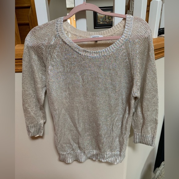 Iridescent Babaton Linen & Silk Knit Sweater Size M - Picture 2 of 5